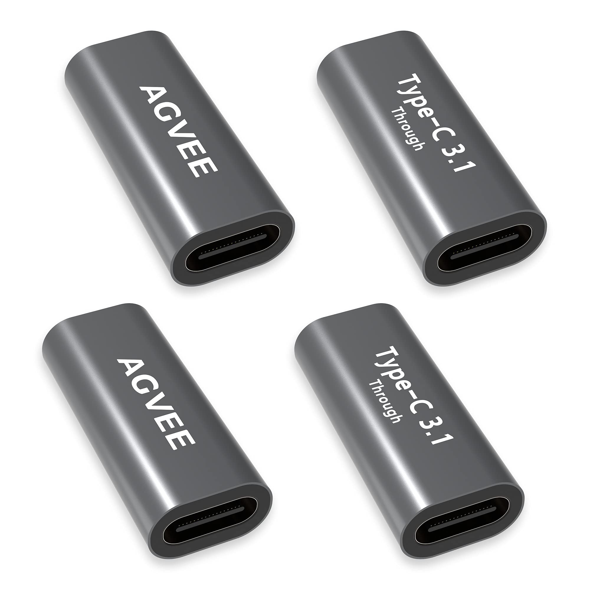 Photo 1 of AGVEE 4 Pack USB-C Female to Female Bidirectional Adapter, PD 100W USB 3.2 Gen 2, Type-C USBC 10G Data Coupler Extender Extension Converter Connector, Gray