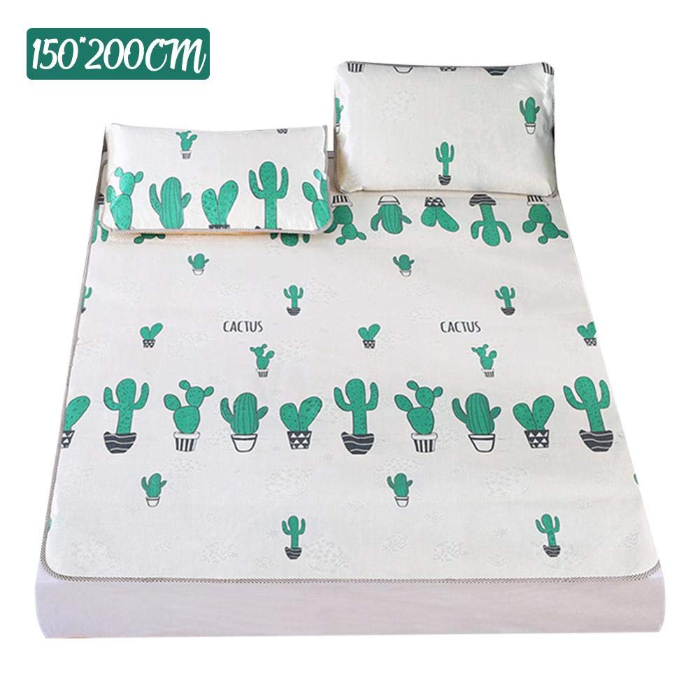 Topper Materasso in Seta di Ghiaccio - Tappetino Estivo Pieghevole di Raffreddamento, Simpatico Modello di Cactus Disegnato con stuoia di Seta di Ghiaccio con Fodera per Cuscino Prezzi offerta