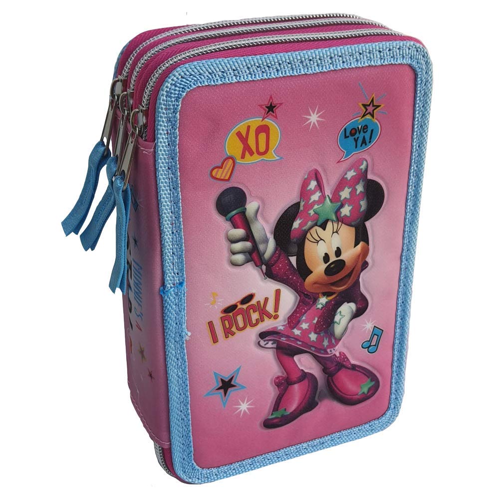 Fila Giotto MIN0632 3D Minnie Mouse Multi-Compartment 3-Zip Pencil Case