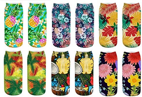 WEILAI SOCKS Women Girls 6 Pack 3D Crazy Animal Cartoon Printed Funny Casual Ankle Socks