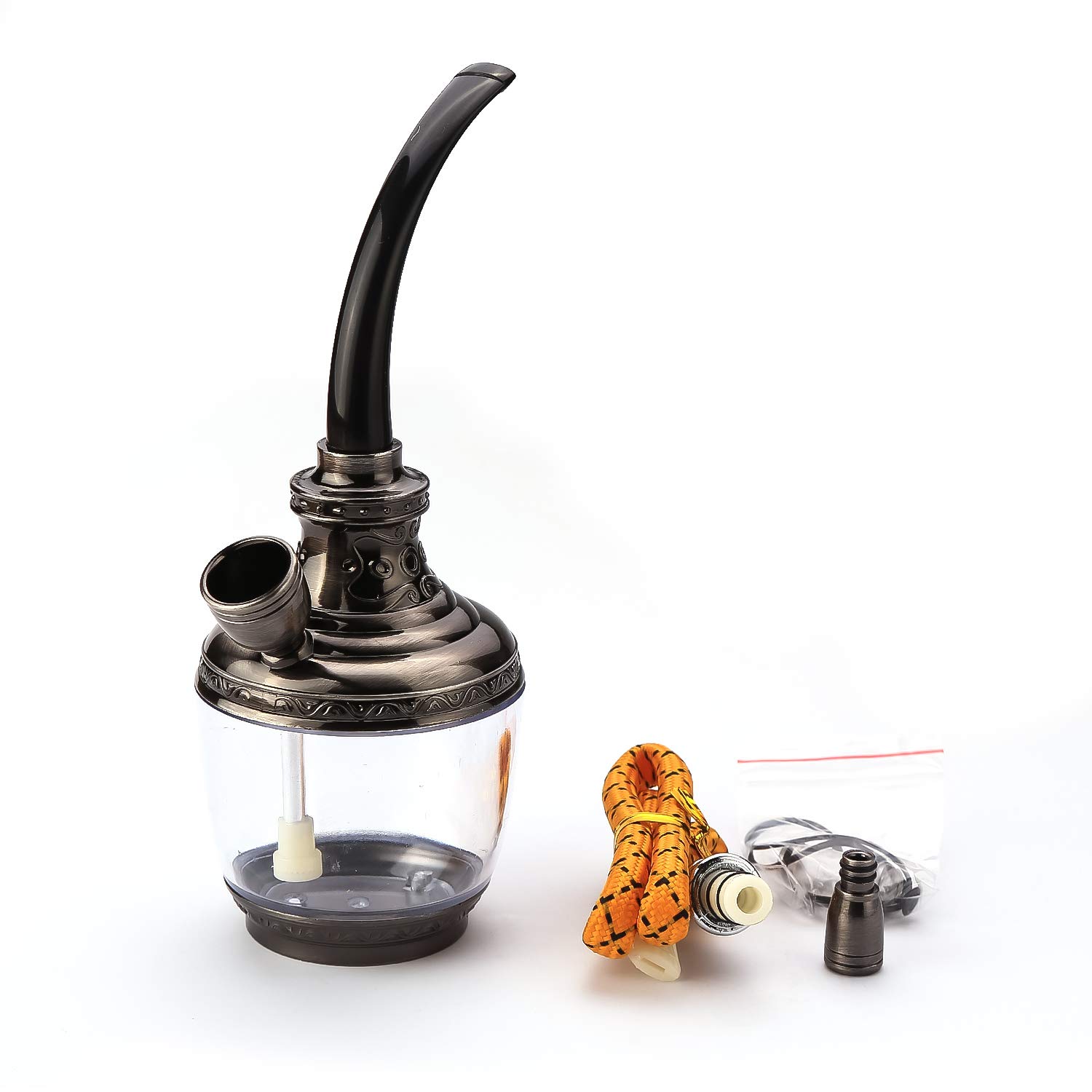 Hookah Set Mini Shisha Set Portable Zinc Alloy Mini Hookah Set, Shisha Gift for Boyfriend, Father, Husband or Friends Silver