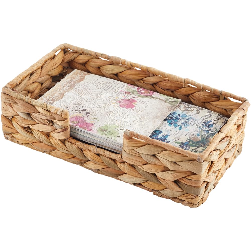 Photo 1 of GORGECRAFT Raffia Napkin Holder Water Hyacinth Guest Towel Holder Tray Rectangle Rattan Wicker Woven Basket for Bathroom Kitchen Dining Room Tables Party Decoration 9.65x5.2x2.72inch