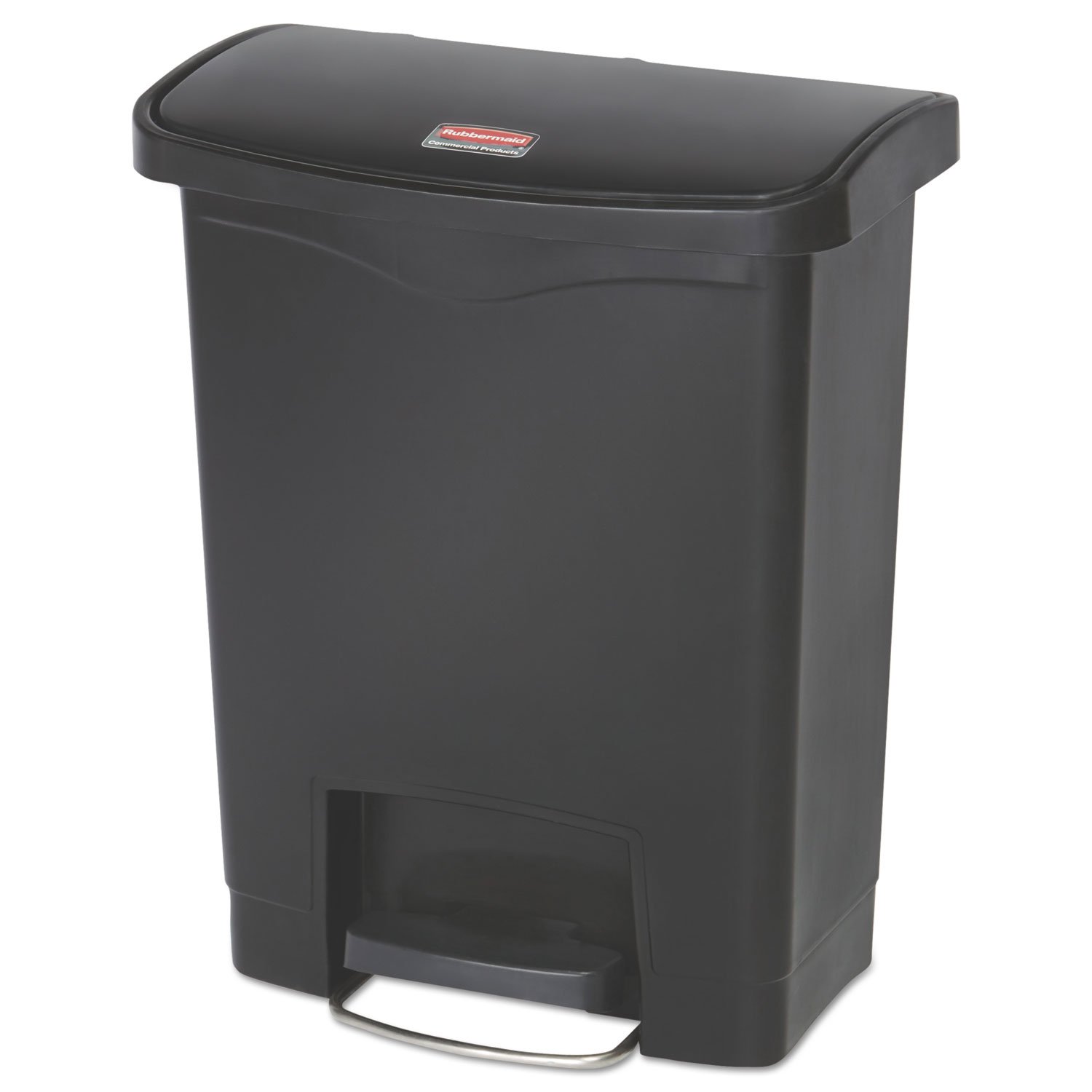 Rubbermaid Commercial Products Slim Jim Step-on Resin Front Step Waste Receptacle Bin 30 Litre Black 1883609