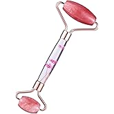 Amogeeli Cherry Quartz Stone Roller for Face, Beauty Massage Facial Roller for Wrinkles, Puffiness