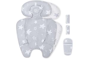 UPPERKIDS Mamaroo Infant Insert Compatible with 4moms Mamaroo & RockaRoo Swing, Mamaroo Newborn Insert with Enlarged Head & Body Support Cushion, Reversible Design, Breathable Soft Fabric with Stars