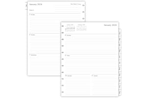 NEWESTOR 2026 Weekly Planner Refills for 11-Discbound Notebooks, Monthly Tabs, 11-Disc Punches, Letter Size, 8-1/2" x 11"