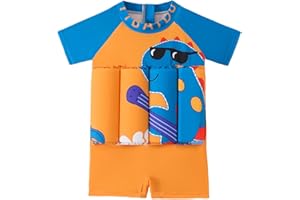 FishingDino Toddler Floatation Swimsuit Boys 1-6T, One Piece Float Suit with Built-in Floats, UPF 50+ Floating Bathing Suit