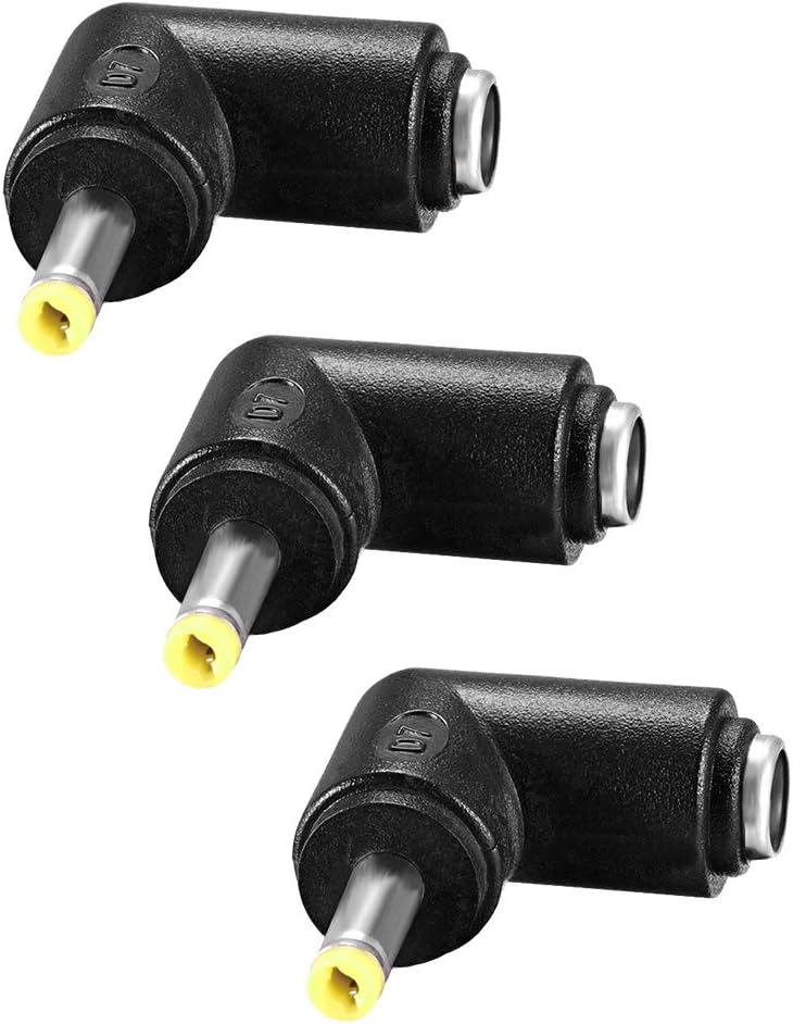 sourcing map 3pcs DC Power Connector Adapter 90 Degree Angle 4.0mm x 1.7mm Male Plug to 5.5mm x 2.1mm Female Jack Coupler Converter or Laptop CCTV Camera strip lighting3Pcs