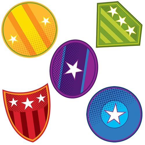 Carson Dellosa 36 Mini Super Heroes Shield Cutouts, Colorful Hero ...