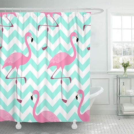 Amazon Qdylm シャワーカーテンパターンシルエットかわいいエキゾチックなトロピカルピンクフラミンゴ抽象的なアフリカシャワーカーテンセット12フック付き60 X 72インチ防水ポリエステル生地 シャワーカーテン ホーム キッチン オンライン通販