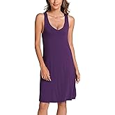 GYS Bamboo Viscose Sleeveless Nightgowns for Women V-neck Wide Strap Sleep Shirt