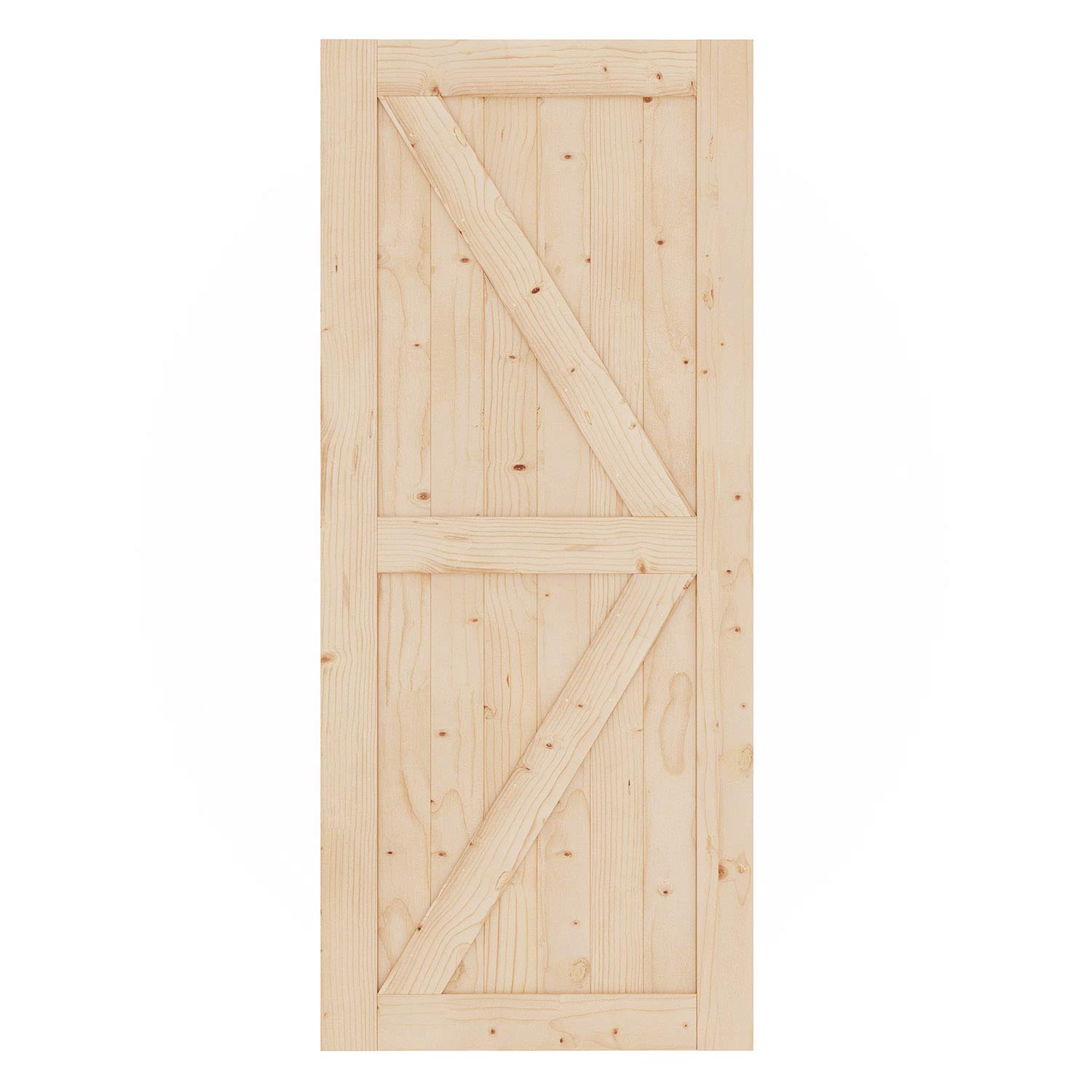 EaseLife 36in x 84in Sliding Barn Wood Door Slab,Solid Nature Spruce,Single Door Only,DIY Unfinished Panel,Environmental,Easy Installation,K-Frame (Fit 6FT-6.6FT Track Kit)