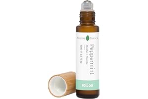 Peppermint Essential Oil Roll-On, Pure Peppermint Oil Pre-Diluted with Jojoba, Stainless Steel Rollerball, Travel-Size Aroma 