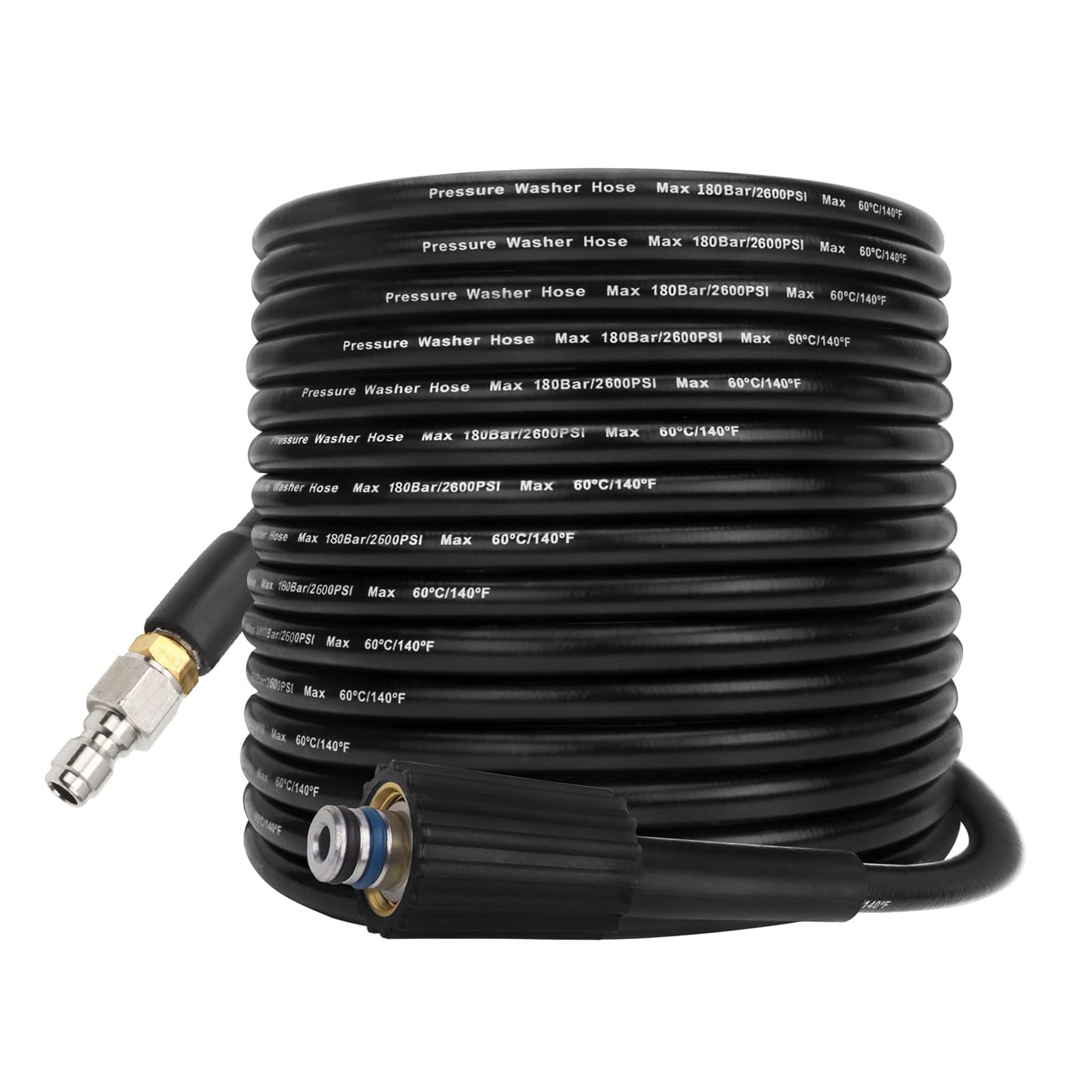 BEAR FORCE Replacement Hose for Pressure Washers, 10m x 180 Bar, Black, Plastic, Thermoplastic Body, 2 Ports, BSPT & Quick-Connect Coupler, Compatible with Lavor Super Wash 160