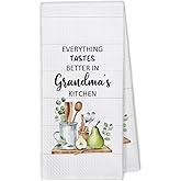 XBBMGG Grandma Gifts Kitchen Towels, Great Grandma Gifts Dish Hand Tea Towels, Mothers Day Grandmas Gifts from Grandkids Granddaughter Decorative Towel for Bathroom Kitchen,16x24