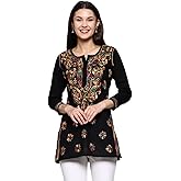 Ada Hand Embroidered Chikankari Indian Cotton Top Tunic Short Kurti for Women A351501