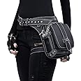 Steampunk Waist Bag Fanny Pack Fashion Gothic Leather Shoulder Crossbody Messenger Bags Thigh Leg Hip Holster Purse Travel Pouch Hiking Sport Chain Bags for Women Men