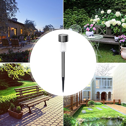 Solar Lights Outdoor 12 Pack Solar Pathway Lights Solar Garden Lights, Warm White Landscape Lighting for Lawn, Patio, Walkway, Driveway (Gunmetal)