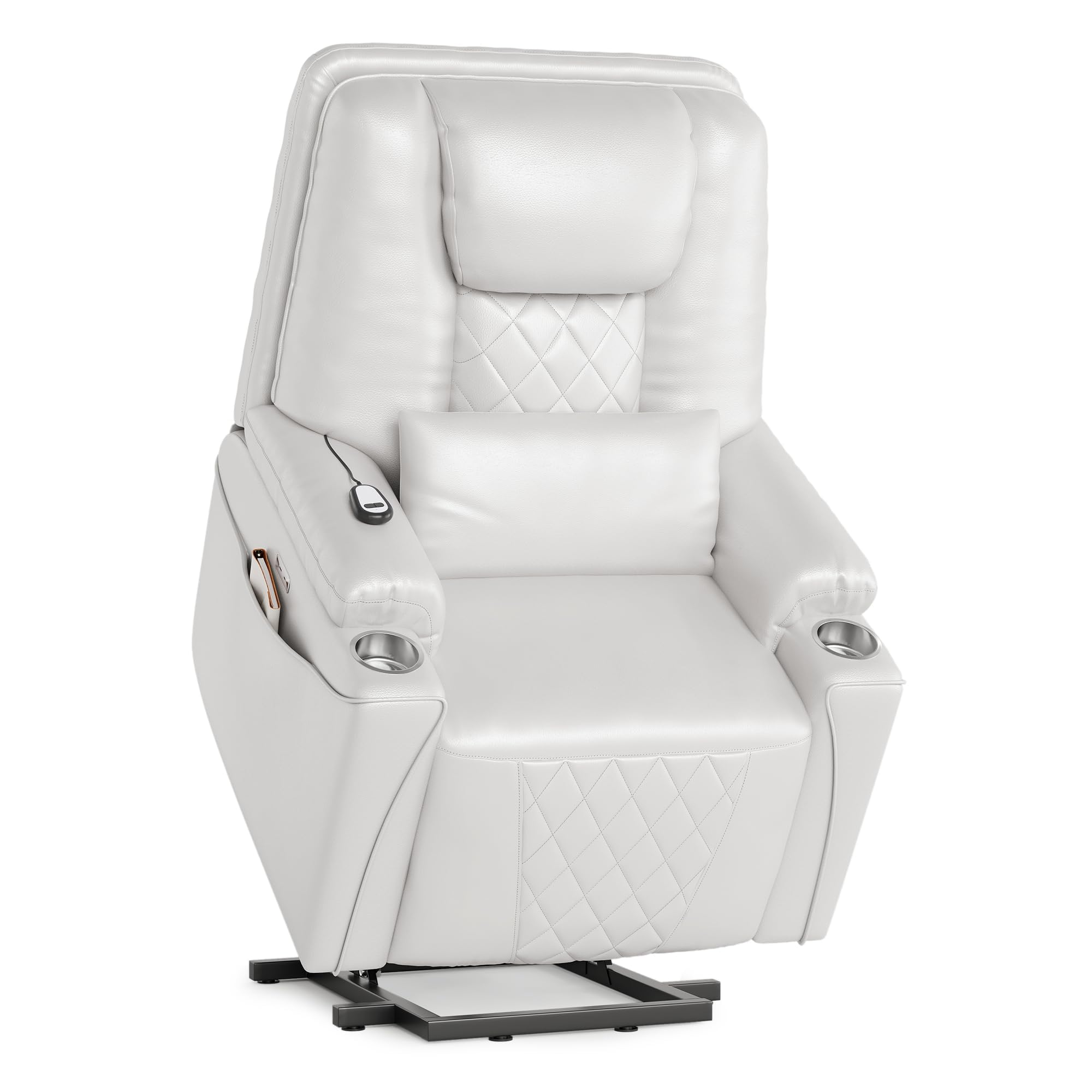 Photo 1 of *Boxes 1 & 2* Recliner Chair, Electric Power Lift Chair with Remote, Stand Assist for Elderly, 3 Adjustable Positions, USB Charging Ports, Cup Holders, Side Storage Pockets, Comfortable Sofa for Living Room, White