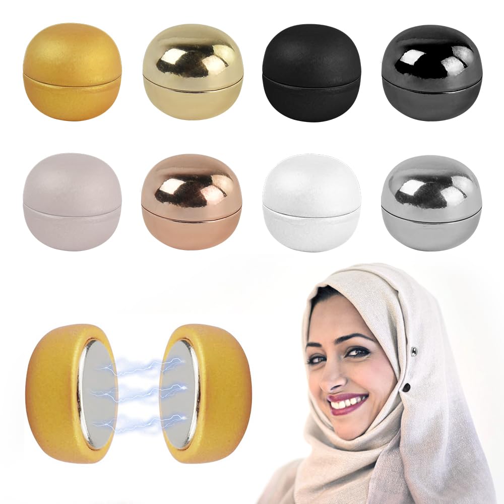 OKUYAN 8-Pair Multi-Use Magnetic Pins - Black Magnetic Hijab Pins for Women (8 Multi-color)