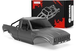 INJORA IR60-24 Pickup Hard Body Shell with Bed Rack for 1/24 RC Crawler Axial SCX24 C10 Bronco Wrangler Base Camp 4Runner (Grey)