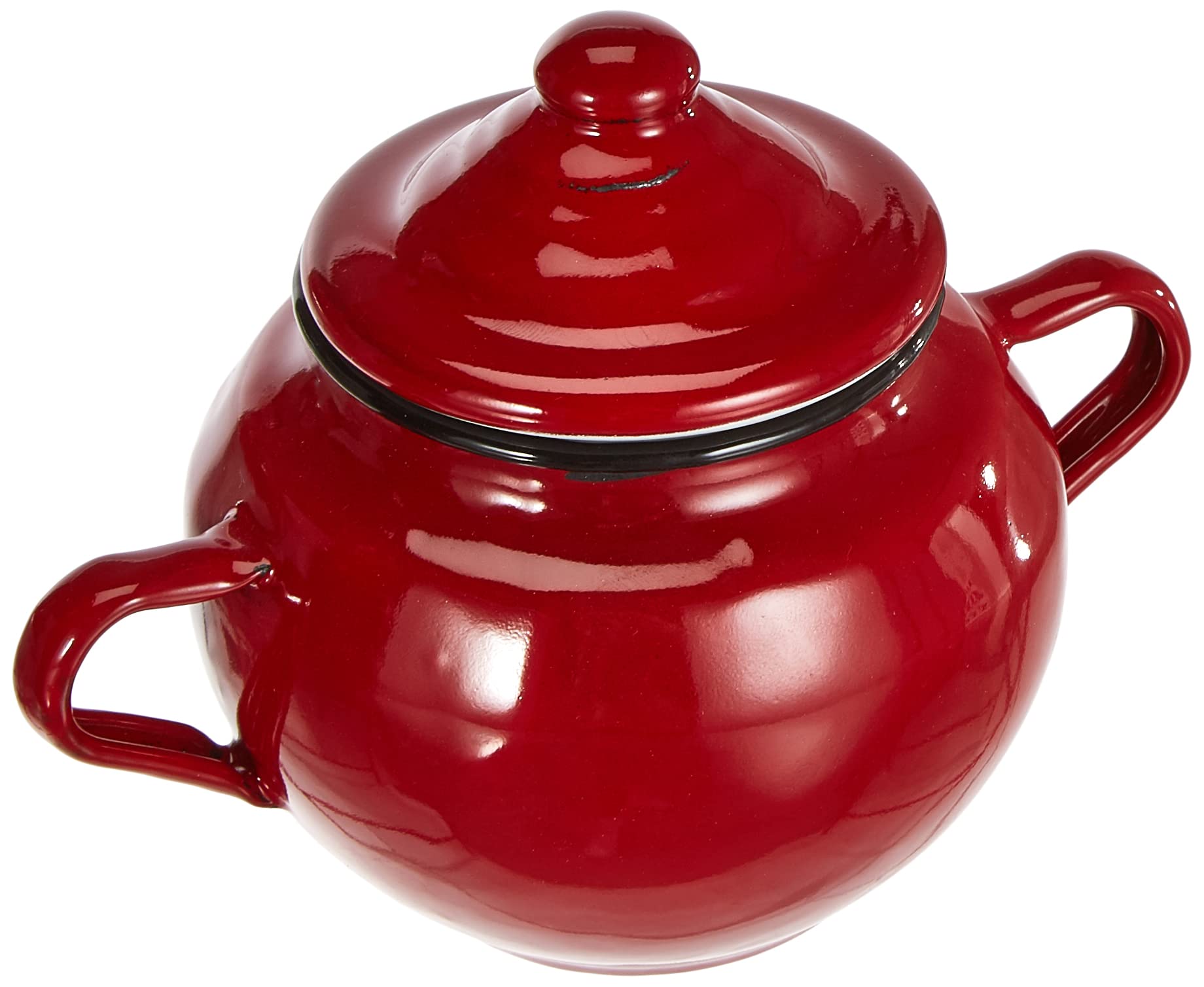 Ibili 910650 - Azucarero con tapa de Acero esmaltado vitrificado Roja 0,5 l