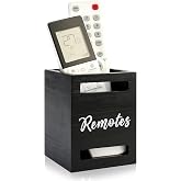 Black Wooden Table Remote Holder Wall Mount Nightstand TV Controller Caddy | Small Decorative Cute Remote Stand Wall Storage Box for Bedside Couch Bed Recliner Single Wood Remote Caddy Basket Organizer