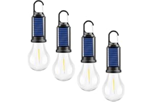 POCKETMAN Solar Tent Camping Light Bulb Rechargeable Portable LED Camping Lantern3 Lighting Modes Tungsten Light Tent Lamp with Clip Hook for Camping, Hiking, Backpacking, Emergency Outage (T01)