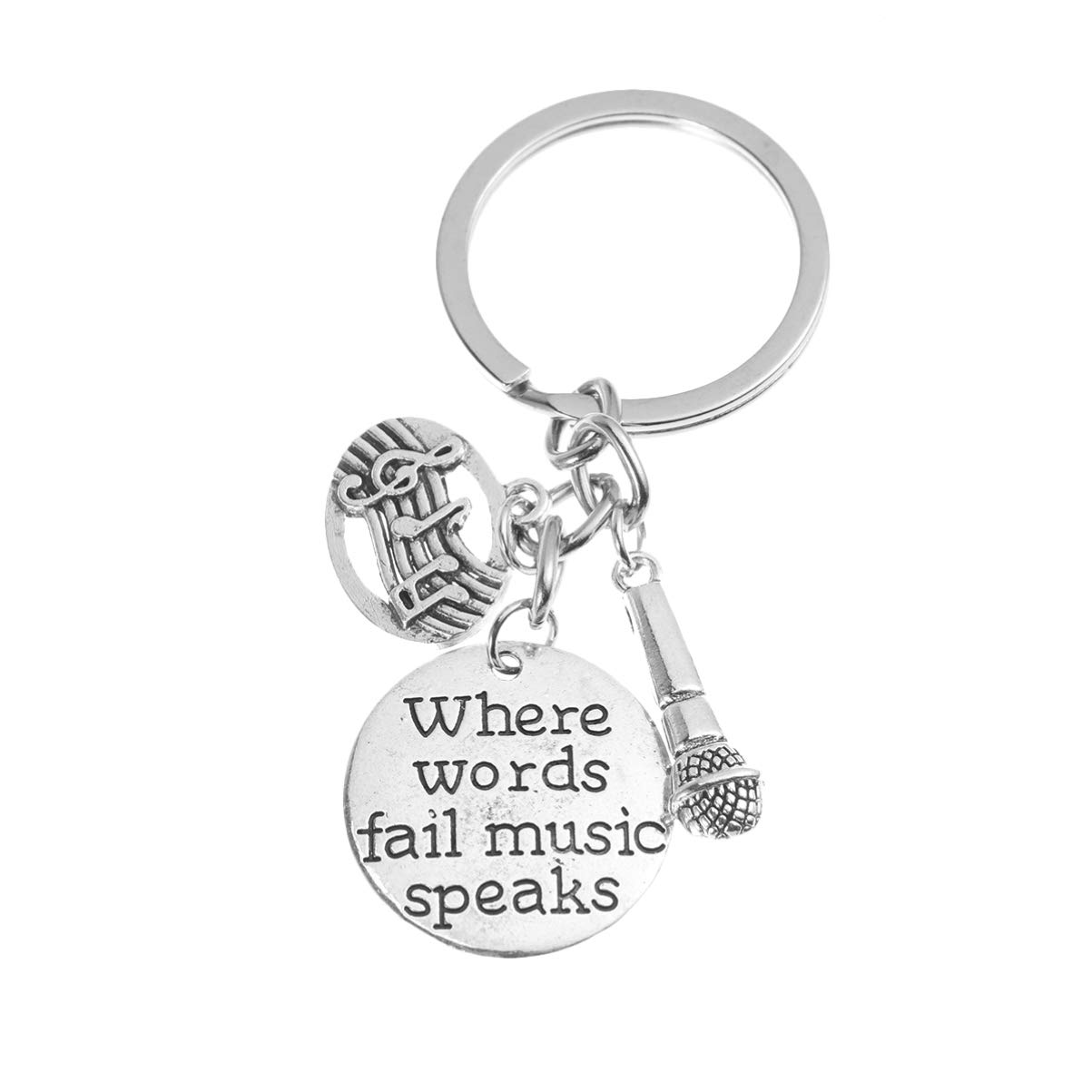Amosfun Musician Keychain Retro Note and Microphone Design Keyring Keychain for Keys Holder Birthday Gifts for Him Her Music Style Key Pendant for Friends and Families