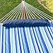 Lazy Daze Hammocks 12 FT Quilted Fabric Double Hammock with Spreader Bars and Detachable Pillow, 450lbs Weight Capacity, Mixed Blue Stripes