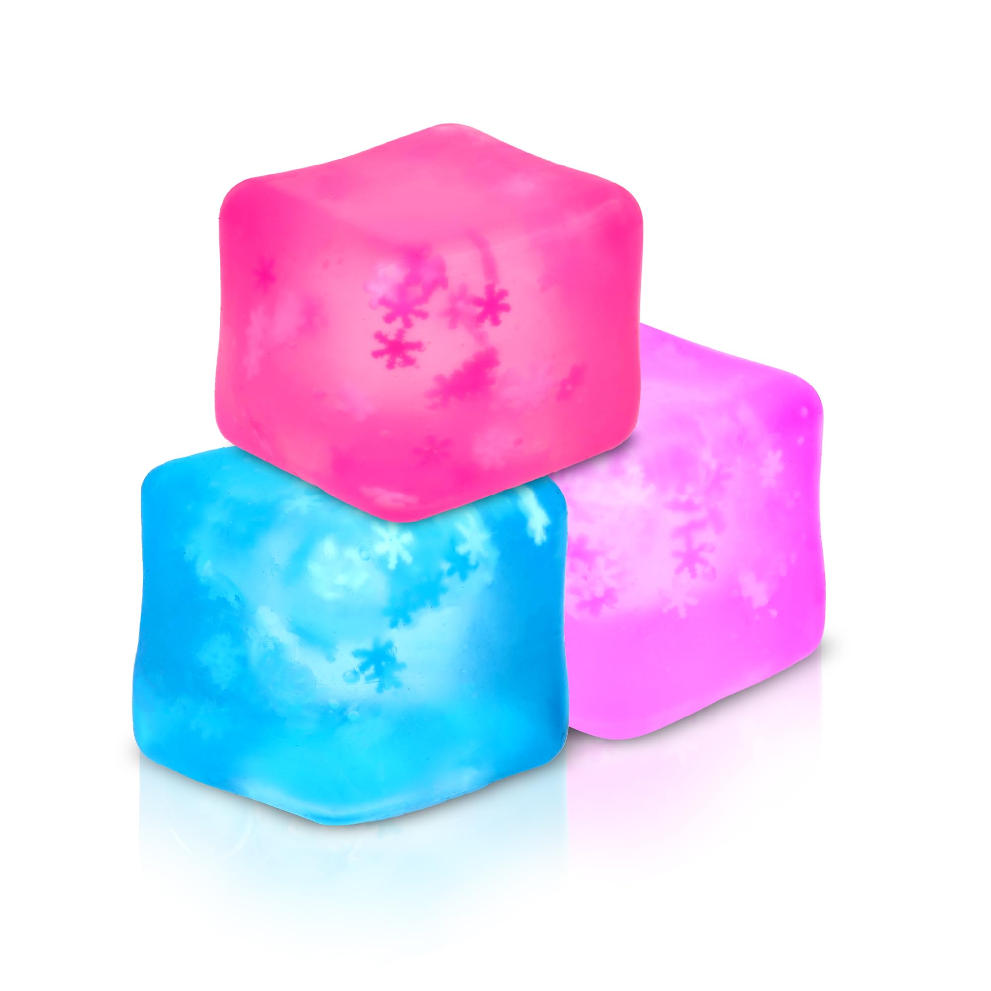 Photo 1 of Fidget Toy Stress Cube 3 Pack,Cube Stress Ball with Snowflakes Inside,Mellow and Chill Touch,Classroom Prize Box Toys,Cube Squishies for Adults Kids Children Teens (Stress Cube 3 Pack)