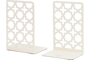 CNK Book Ends Bookends for Decorative Books Holder Bookend Shelves End Hold Heavy Duty Holders Stoppers Metal Stopper Cute Boho Bookshelf Holds Cookbook Office Home Set of 2 Bookends Pair White