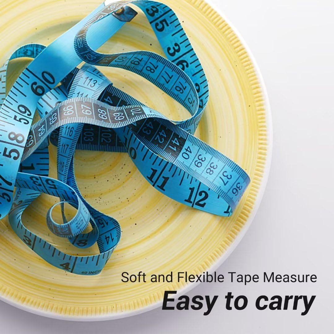 oditton Soft Measuring Tape, 150cm/60 inch Flexible Tape Measure, Double Scale Fabric Tape Measure, for Body Weight Loss Sewing Tailor Craft Ruler(Blue,White,Yellow)