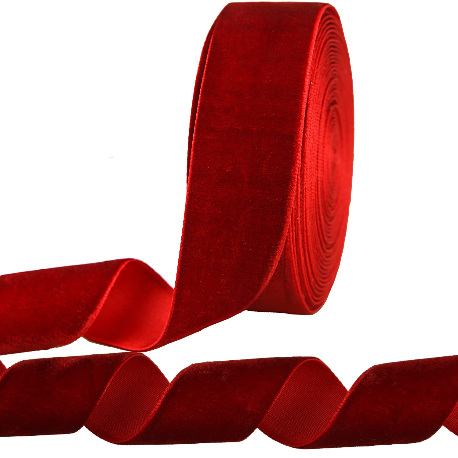 NAUZE 3/8 Inch x 22yds Crushed Velvet Ribbons Vintage Velvet Ribbon for Halloween Christmas Holiday DIY Craft Sewing Gift Wrapping (Wine Red)