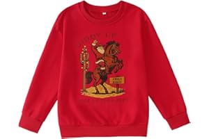 SOFEON Kids Boys Christmas Sweatshirts Western Cowboy Giddy Up Jingle Horse Pick Up Your Feet Pullover Santa Xmas Holiday Top