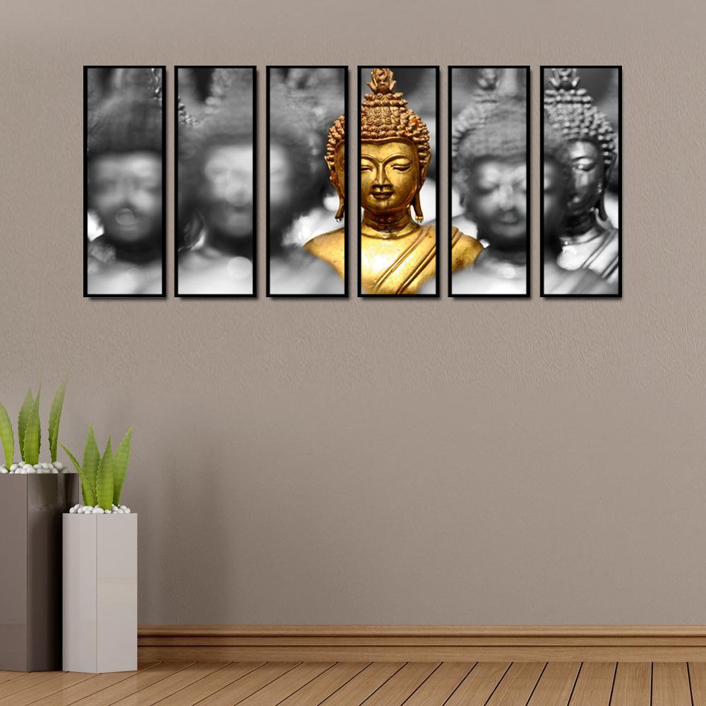 999STORE Multiple Frames Canvas Printed Golden Black Buddha Statue Indian Indian Large Indian Large 
