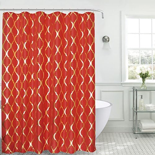 Sally Textiles Regina Faux Silk Shower Curtain Red/Gold
