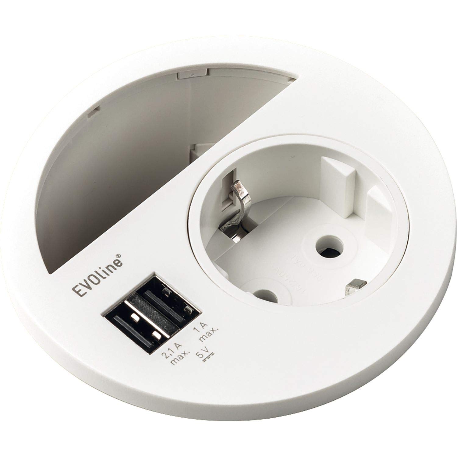 EVOline Circle80 159273000600 Socket with Cable Entry and USB Double Charger, White