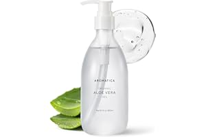 AROMATICA Organic Aloe Vera Gel 10.14oz/300ml, After Sun Care And Sunburn Relief with Pure Aloe Vera Gel Face&Hair, Sun Burn Moisturizer EWG Verified