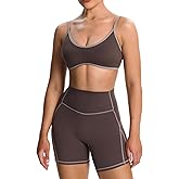 Aoxjox Women's Color Block Workout Sports Bras Fitness Lexi Lined Strappy Bra Athletic Yoga Crop Tank