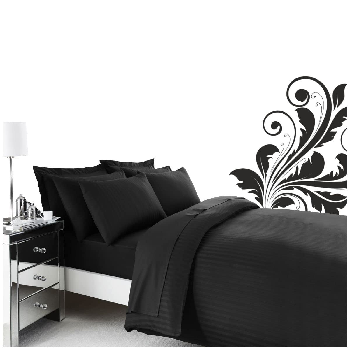 Gaveno Cavalia Soft and Luxurious 200 Thread Count Egyptian Cotton DUVET SET With Duvet Cover and Pillow Case Black Double