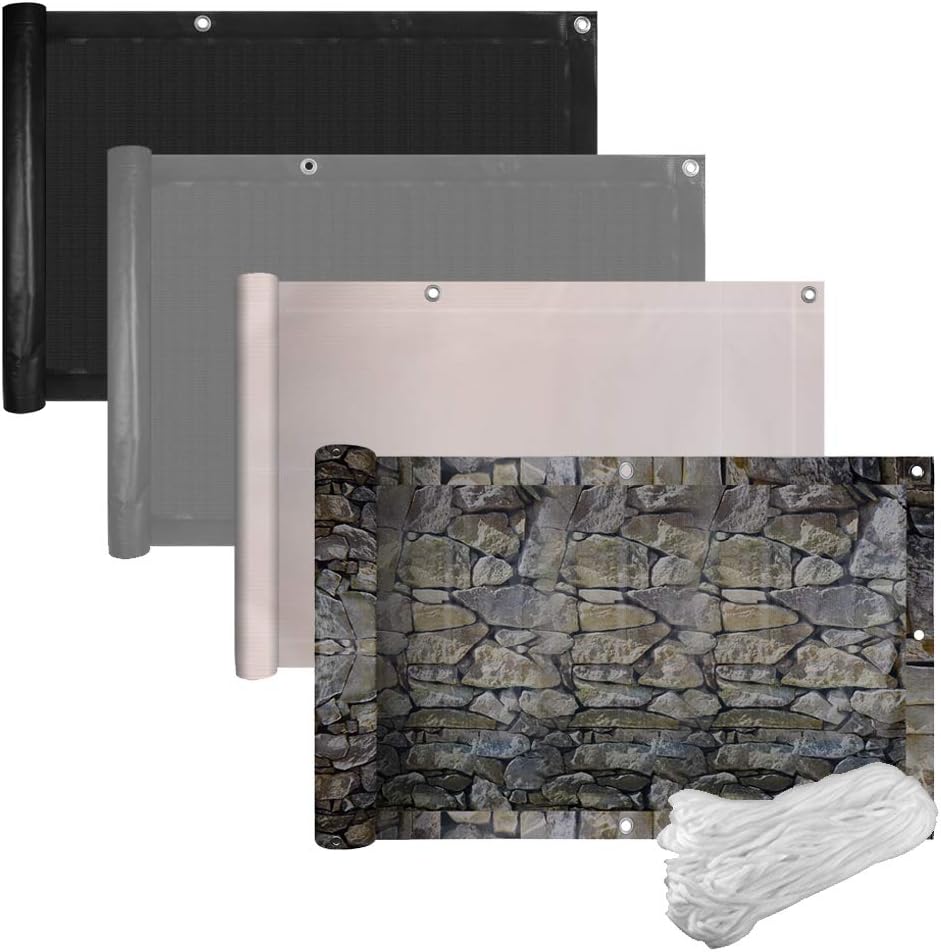 euroharry PVC-Balkonsichtschutz Balkonabdeckung Balkonverkleidung 90x600 cm Blickdichte Windschutz UV-Schut (90x600 cm, Grau)