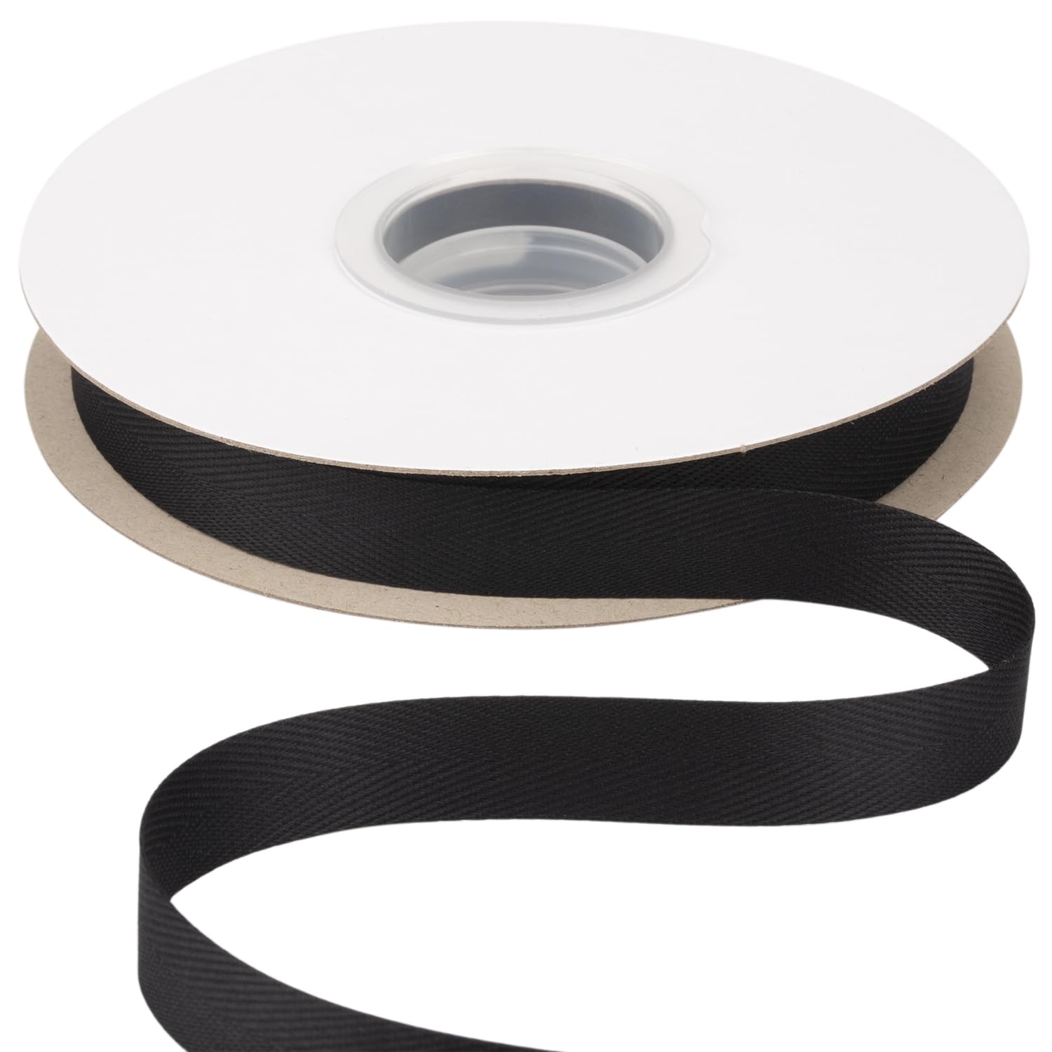 Ribbonitlux Tape Twill Ribbon 16mm x 22.5 Meters, Soft Black Herringbone Bias Tape for DIY Craft, Sewing, Gift Wrapping, and Home Decor