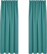 Deconovo Pencil Pleat Curtains 2 Panels Turquoise 55 x 70 Inch Blackout