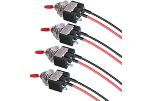 DONJON VONVOFF Toggle Switch,4pcs ON/Off SPST Switch with Pre-soldered Wire,3v/5v/12v/24v/72v/110v/220v/240v/Mini Toggle Switch for car,Truck,Light,Test Machine,Industrial Equipment.3 Pins 2 Positions,Black
