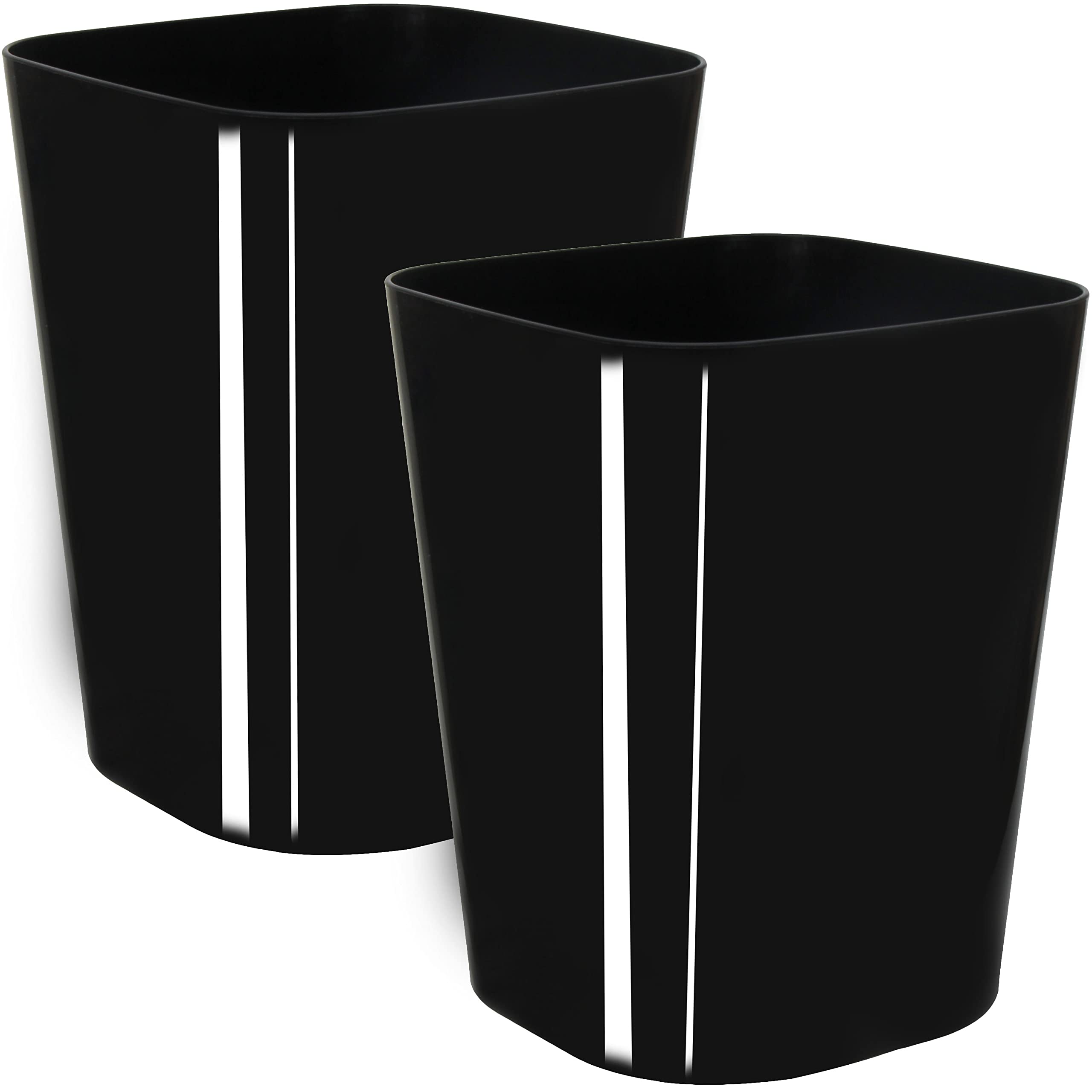 Youngever 2 Pack 5.5L Square Trash Can, Plastic Garbage Container Bin, Small Trash Bin for Home Office, Living Room, Study Room, Kitchen, Bathroom (Black)