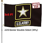 Hypoth Double Sided Black US Army Star Military Flag 3x5 Outdoor- UV Fade Resistant United States Army Flags with 2 Grommets