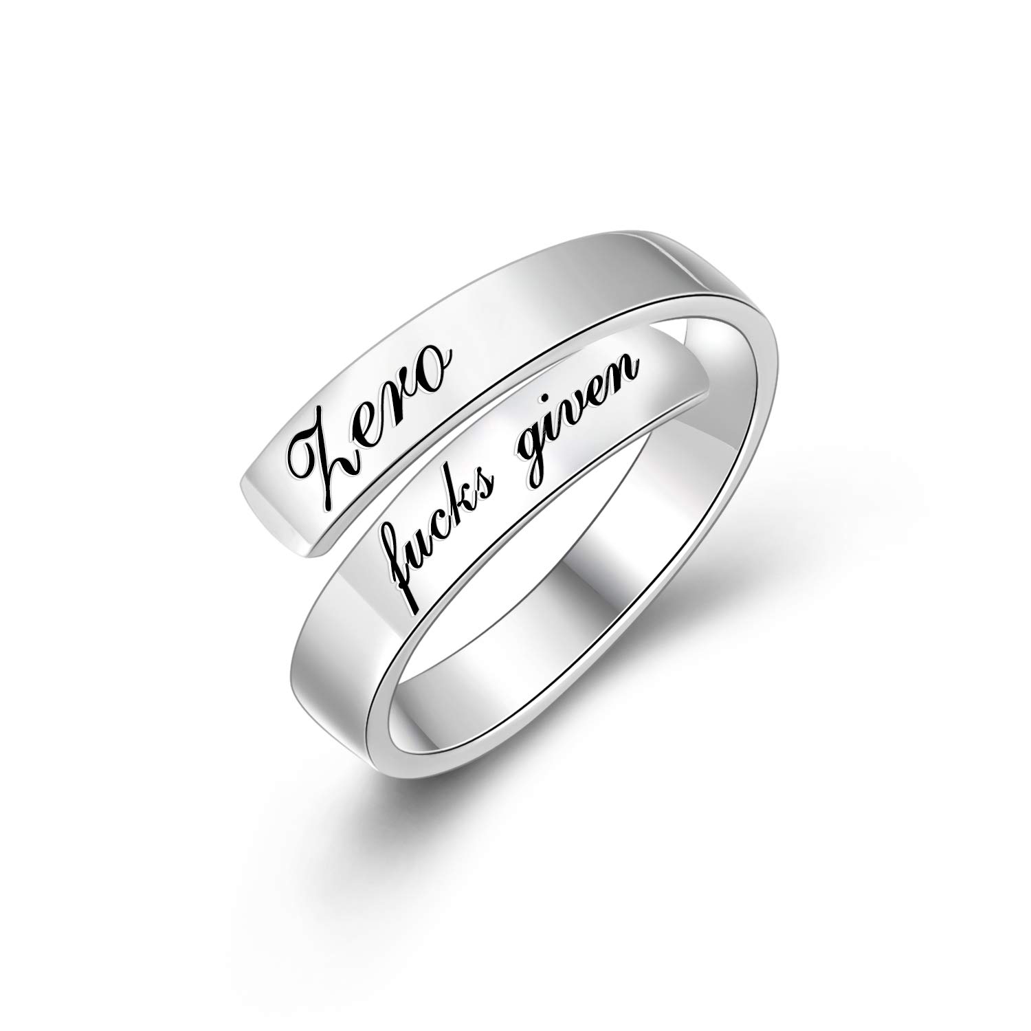 VONALA Motivational Rings 925 Sterling Silver Inspirational Ring Engraved Adjustable Rings for Women Girls