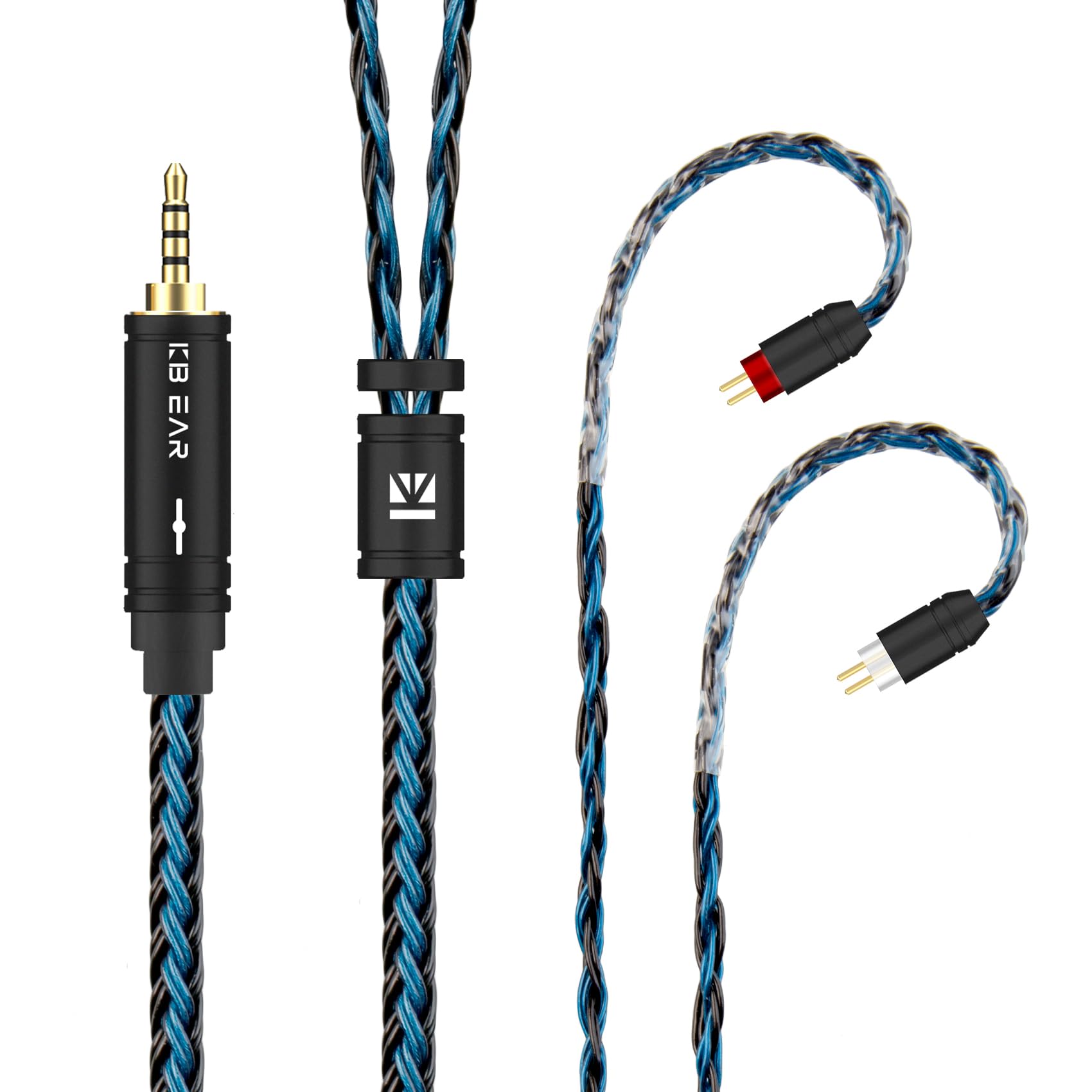Kinboofi 2M Long in Ear Monitor Earphone Cable,KBEAR ST16 Plus Headphone,16 Cores 5N Single Crystal Copper Silver-Plated Upgrade Wire for AS10 ZS10 Pro AS16 (2 Pin 2.5mm Audio Jack, Black-Blue)