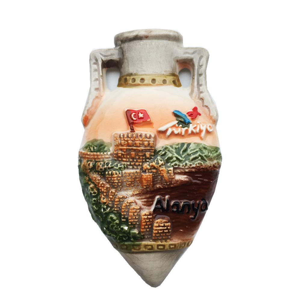 MUYU MagnetSouvenir Alanya Turkey 3D Fridge Gift Collection Pot Shape Home & kitchen Decoration Whiteboard ic Sticker Turkey Refrigerator